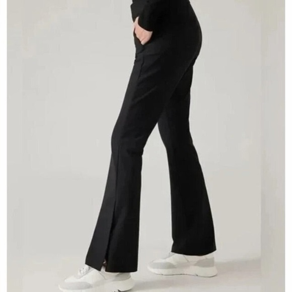 Athleta Stellar Flare Trousers 8 Black Minimalist Office